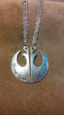 Colgante "I love you, I Know" (Leia y Han Solo, Star Wars)