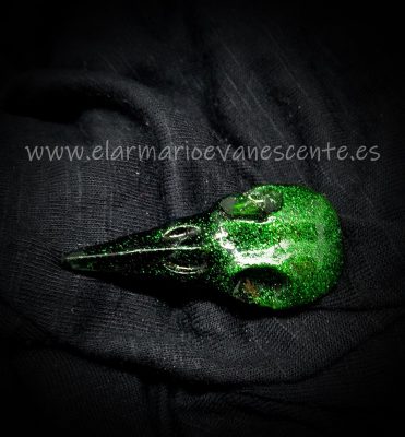 Broche Máscara de la peste / calavera de cuervo (verde)